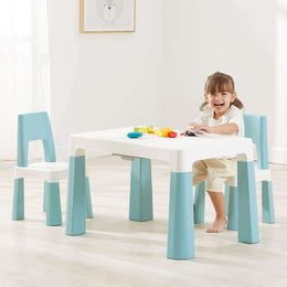 Liberty House Toys Kids Height Adjustable Table and Two Chairs Set - White & Green