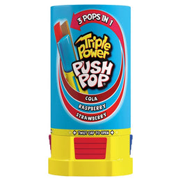 Triple Power Push Pop 34g cola raspberry strawberry lollipop